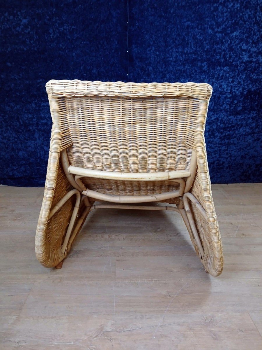 Wicker And Rattan Lounge Chair By Carl Ojerstam For Ikea Circa 1980/1990-photo-3