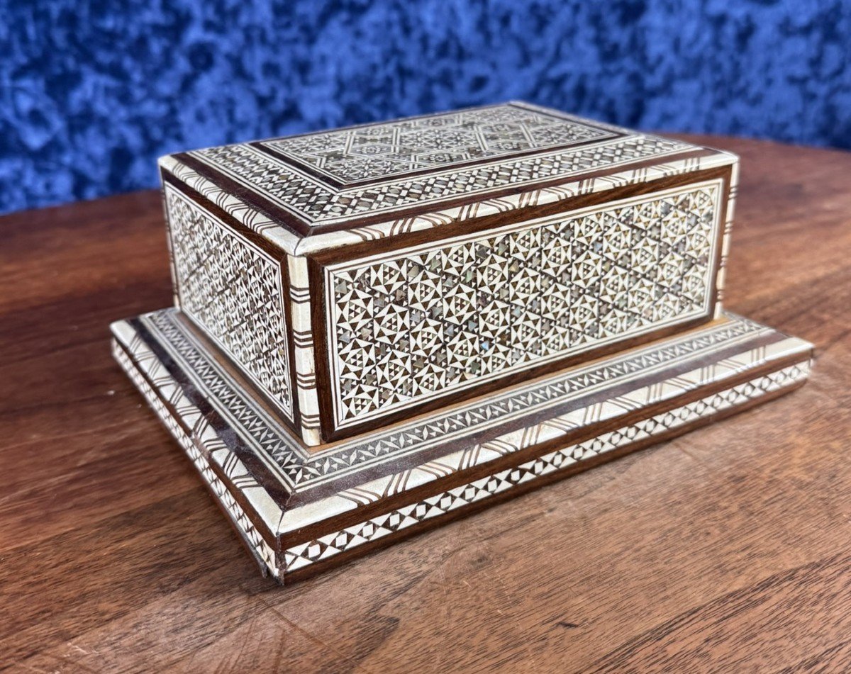 Oriental (syrian) Cigarette Box In Mother-of-pearl Marquetry-photo-4