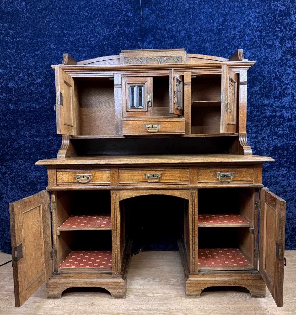 Art Nouveau Era Stepped Desk In Carved Oak -photo-5
