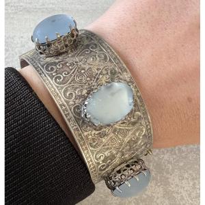 Orient Circa 1900: Bracelet In Sterling Silver With Opal