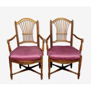 Pair Of Louis XVI/directory Period Armchairs In Walnut