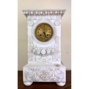 Borne Clock In Alabaster 19th Century