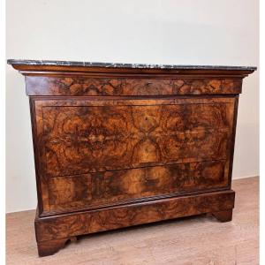 Commode époque Louis Philippe En Noyer Et Ronce 