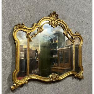Very Large Louis XV Style Mirror In Golden Wood 