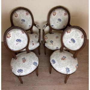 Two Armchairs Plus Two Louis XVI Style Chairs
