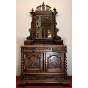 Renaissance Style Psyche Commode In Solid Walnut 