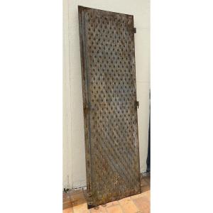 Industrial Design: Rare Studded Cast Iron Security Door For Private Premises 