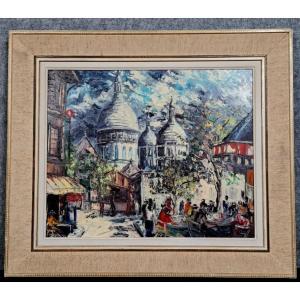 Henri Moreillon 20th / Painting The Place Du Tertre, Montmartre Paris