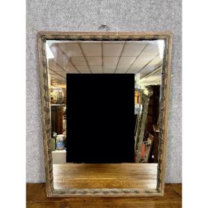 Napoleon III Period Woodwork Mirror In Wood With Double Patina 