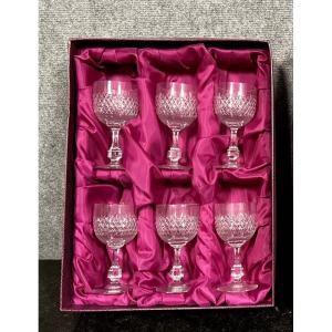 Baccarat : Série De 6 Verres A Vin En Cristal 