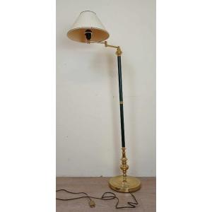 Large Gold Brass Reading Lamp With Removable Articulated Arm 