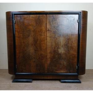 Art Deco Period Burr Walnut Cabinet Buffet Circa 1925