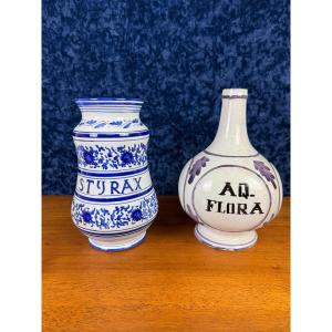 Two Large Italian Ceramic Pharmacy Jars From The 20th Century