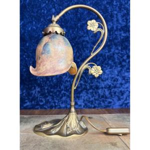 Très Belle Lampe Style Art Nouveau En Bronze Doré 