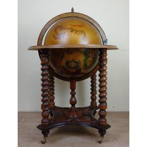 Iconic Vintage World Map Cocktail Bar Cabinet From The 1970s