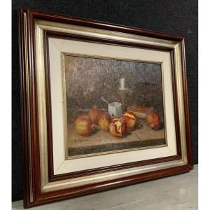 Giovanni Quaglia Italy Art Deco Period: Large Still Life With Pomegranates 