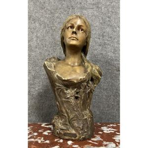 After Villanis: Terracotta Bust, Art Nouveau Period, Circa 1900 / H52cm   