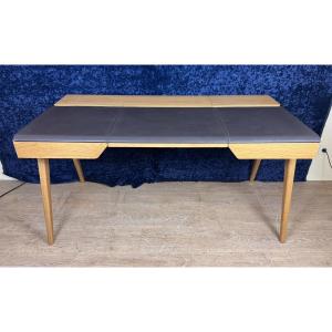 Habitat: Beckett Design Bi-material Desk With A Leather Desk Pad With Oak Structure  