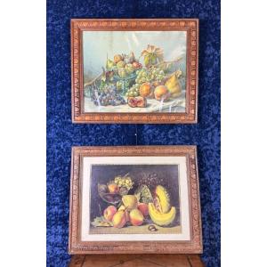 Pendant Chromolithographs Depicting Still Lifes Cica 1880