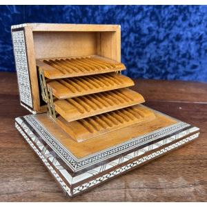 Oriental (syrian) Cigarette Box In Mother-of-pearl Marquetry