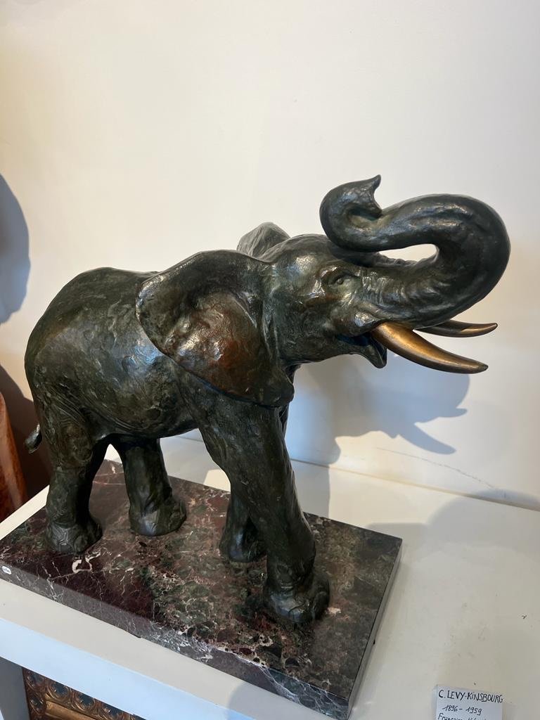 Bronze Sculpture Signed Garreau Representing An Elephant -photo-1