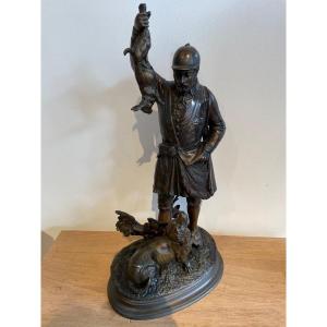 Bronze Sculpture Signed Delabrierre Representing A Hunter 