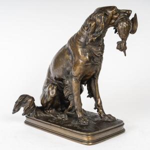 Bronze Sculpture Signed Pautrot: Pointer With Hare