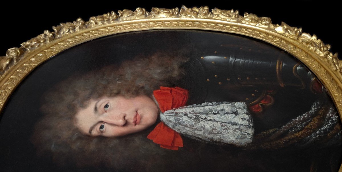 Portrait d'Un Gentilhomme En Cravate De Dentelle Et Armure, Années 1680, Pierre Mignard, Cadre -photo-5