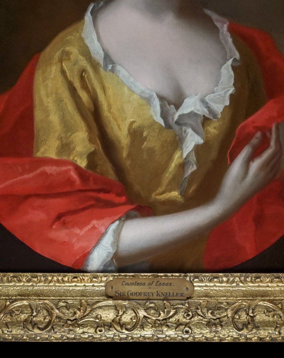 Portrait Of Lady Mary Capel, Countess Of Essex In Yellow Dress C.1698, Oil On Canvas Painting-photo-4