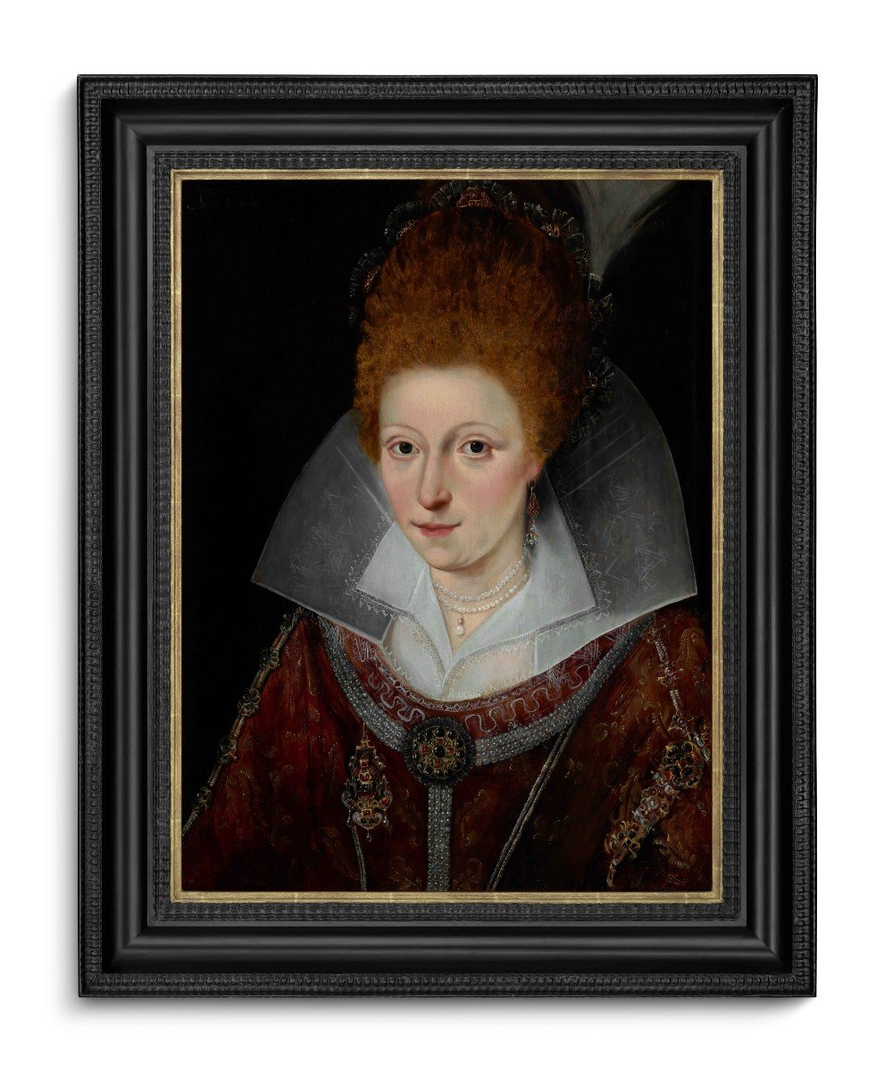 Portrait De La Princesse Elizabeth, Plus Tard Reine De Bohême, Daté De 1606, Huile Sur Panneau