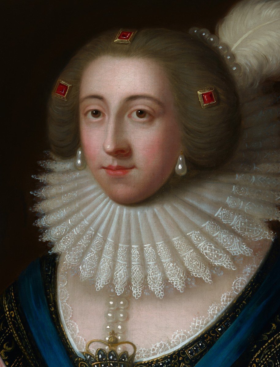 Portrait d'élisabeth, Reine De Bohême Et électrice Palatine, Huile Sur Toile, Cadre Fin Doré-photo-2