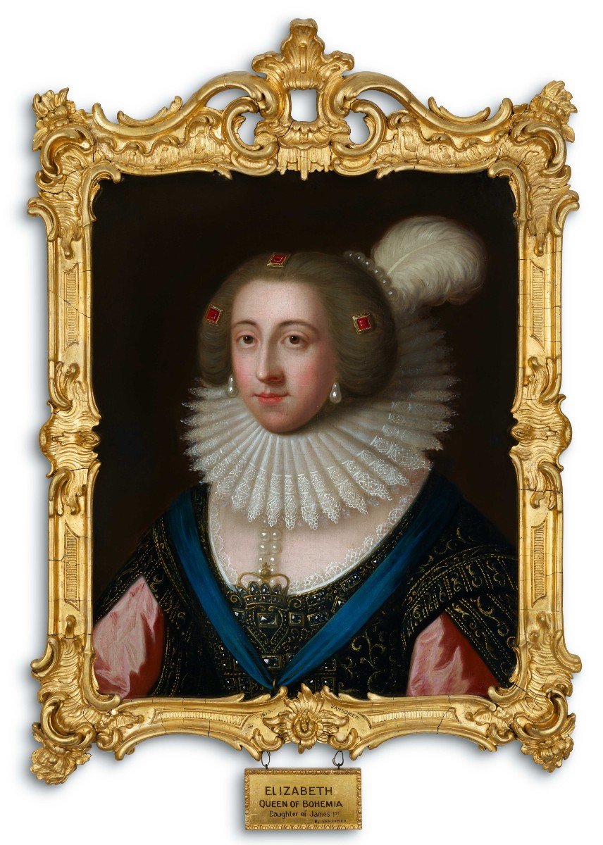 Portrait d'élisabeth, Reine De Bohême Et électrice Palatine, Huile Sur Toile, Cadre Fin Doré-photo-4