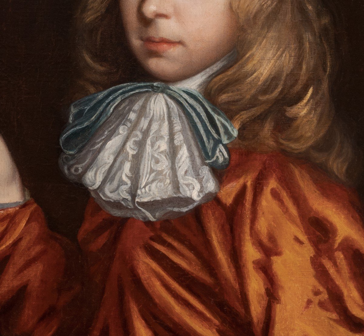 Portrait Of A Young Gentleman & Dog Vers 1680, Antique Oil On Canvas Painting, Mary Beale-photo-2