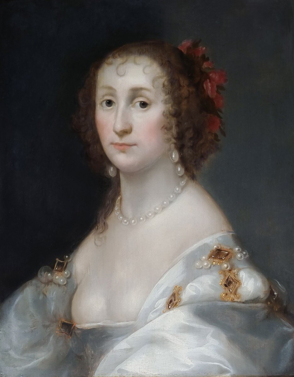 Portrait De Lady Diana Cecil, Comtesse d'Elgin Vers 1638, Provenance Du Manoir Peinture-photo-1