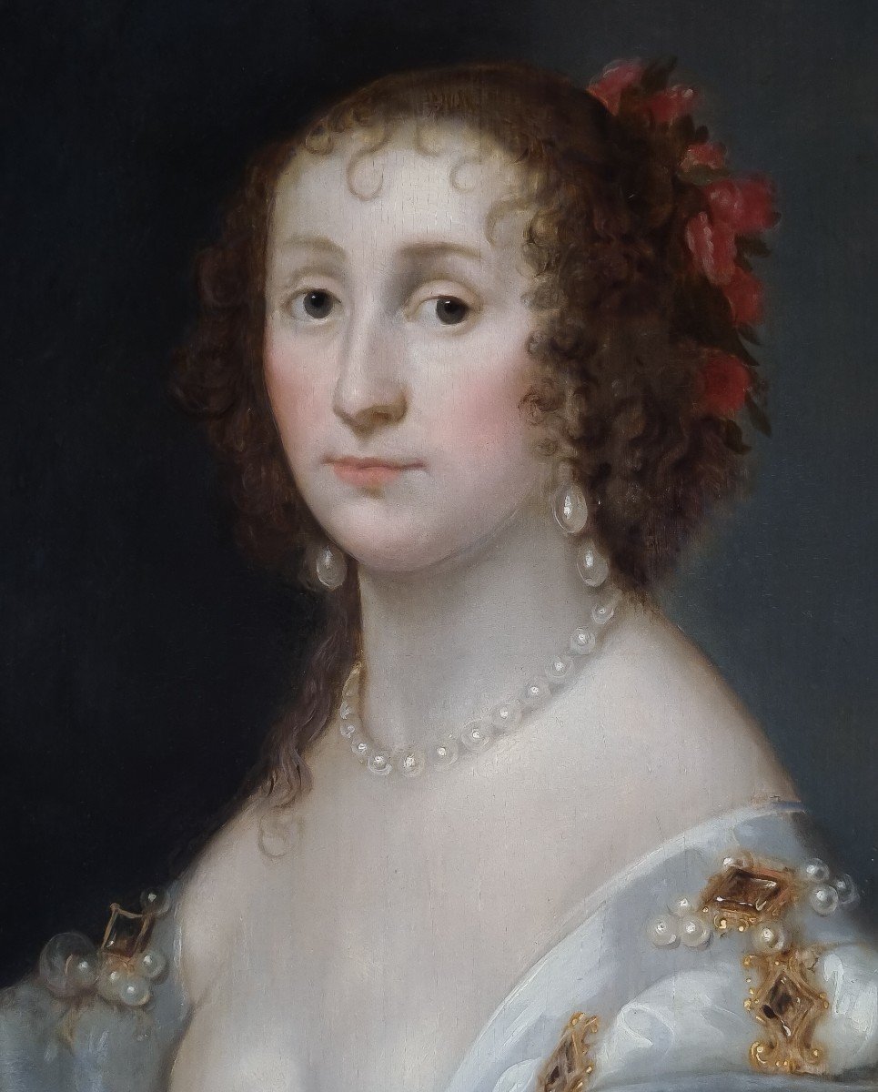 Portrait De Lady Diana Cecil, Comtesse d'Elgin Vers 1638, Provenance Du Manoir Peinture-photo-2