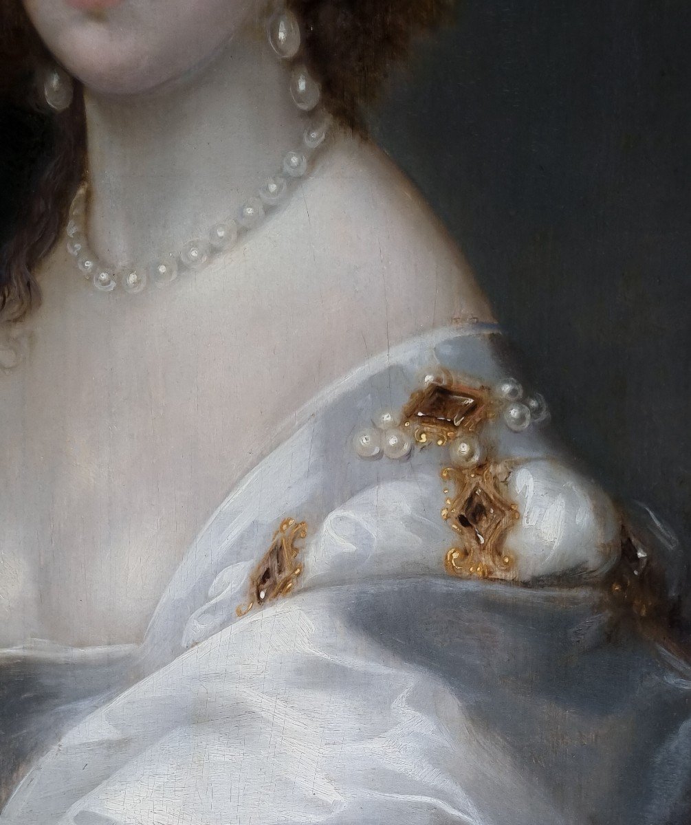 Portrait De Lady Diana Cecil, Comtesse d'Elgin Vers 1638, Provenance Du Manoir Peinture-photo-3