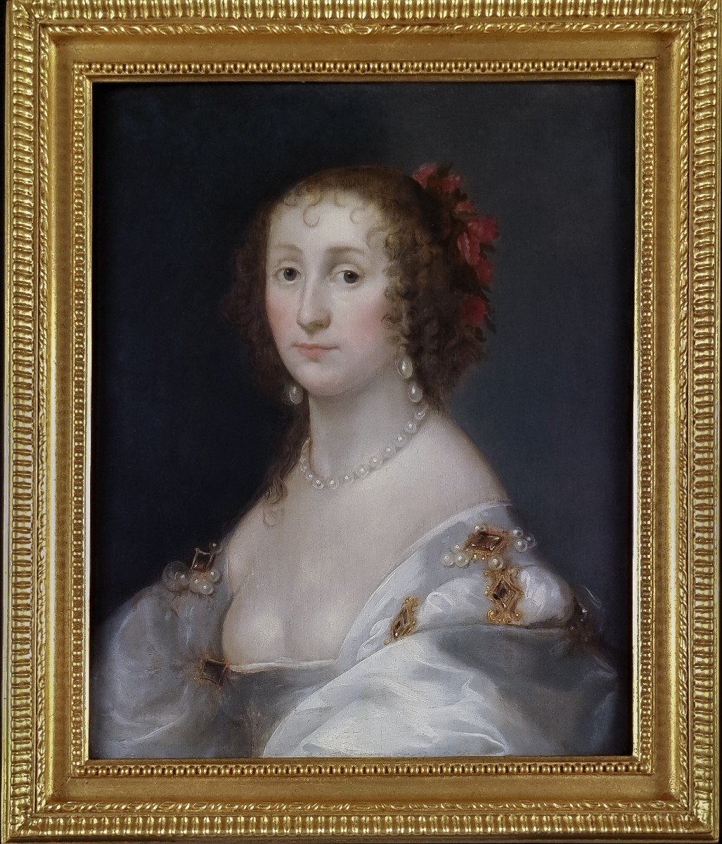 Portrait De Lady Diana Cecil, Comtesse d'Elgin Vers 1638, Provenance Du Manoir Peinture