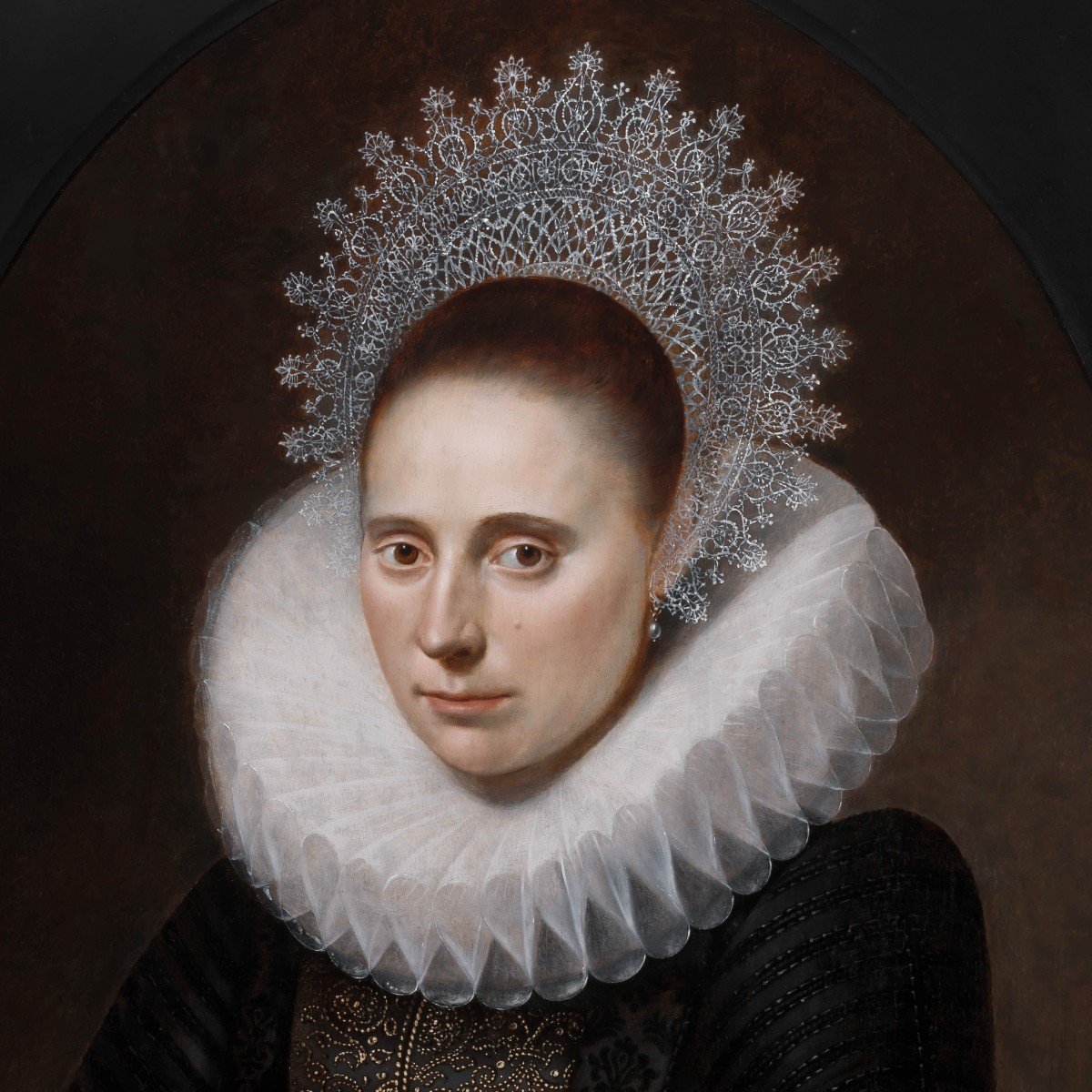 Portrait Of A Lady With Elaborate Ruff C.1610-20, Oil On Panel, Cornelis Van Der Voort-photo-4