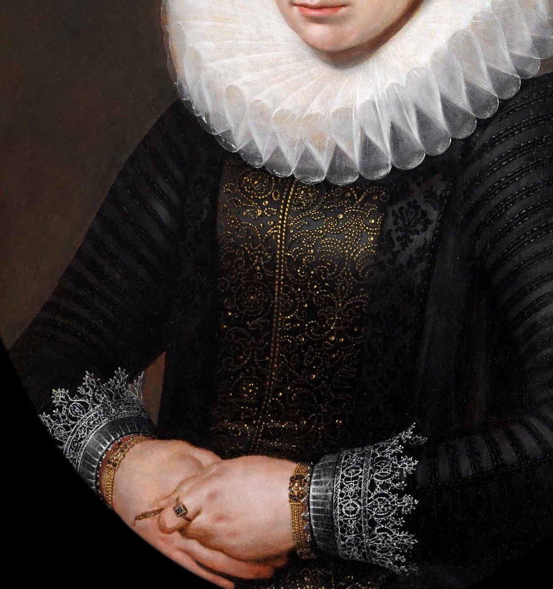 Portrait Of A Lady With Elaborate Ruff C.1610-20, Oil On Panel, Cornelis Van Der Voort-photo-3