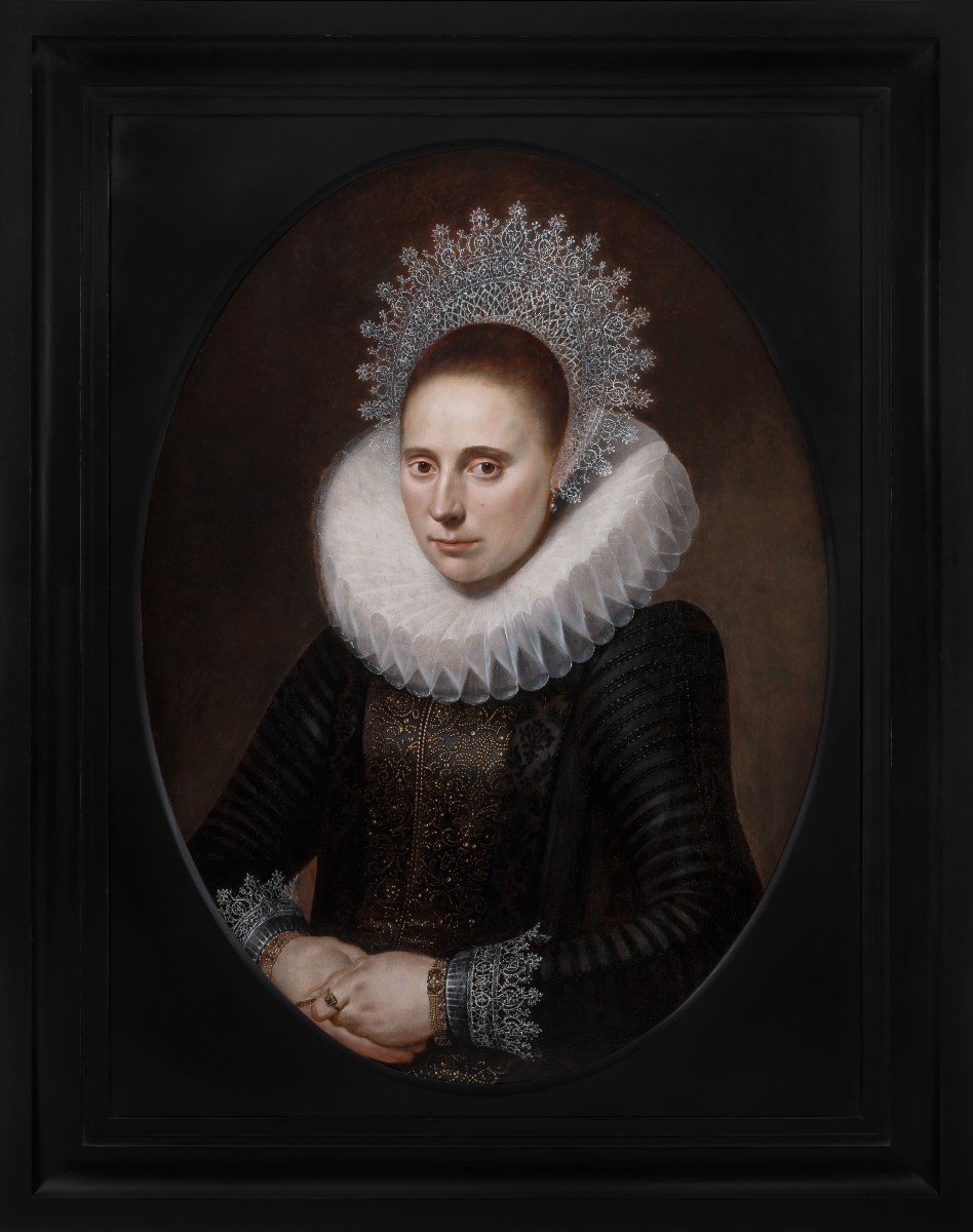 Portrait Of A Lady With Elaborate Ruff C.1610-20, Oil On Panel, Cornelis Van Der Voort