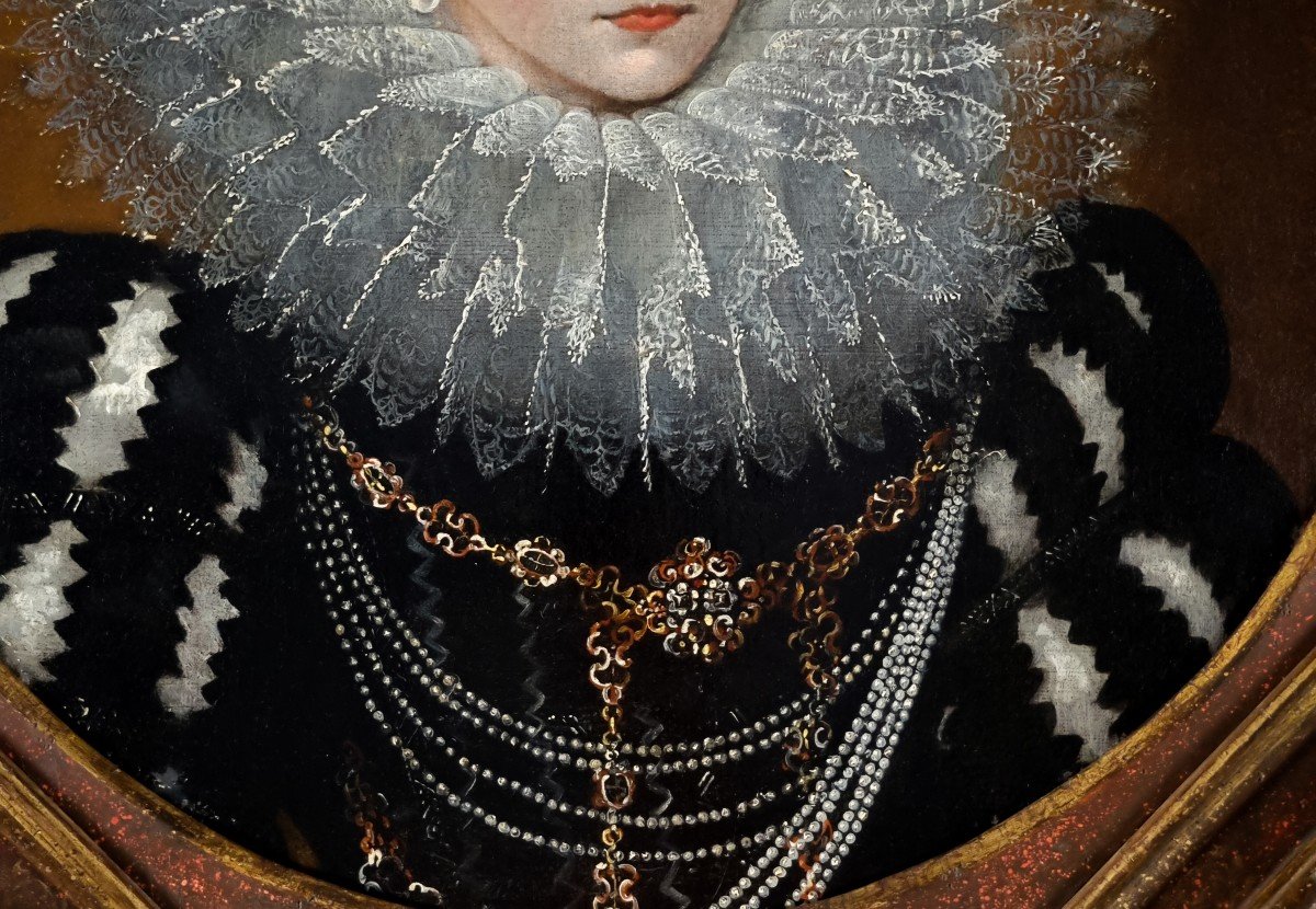 Portrait Of A Lady With An Elaborate Ruff, Dated 1617, Circle Of Frans Pourbus, Oil Painting-photo-4