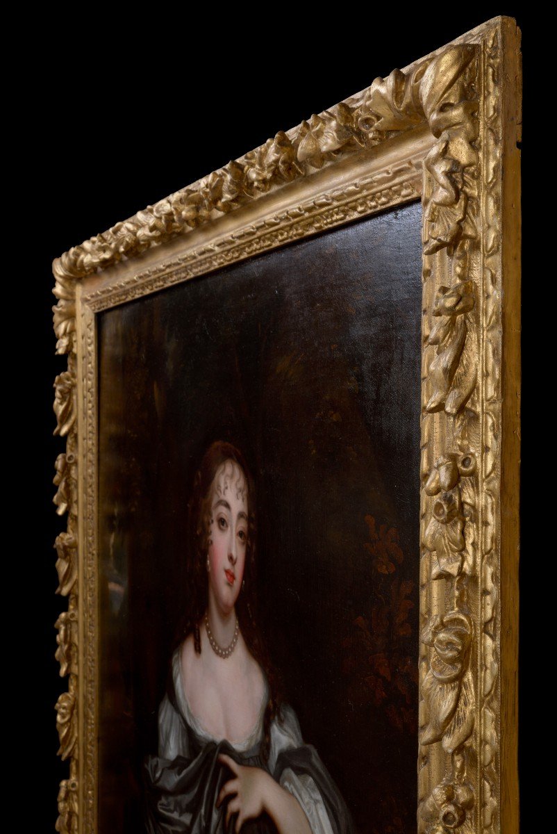 Portrait Frances, Lady Whitmore, 17e Siècle, Beau Cadre Doré Sculpté, Huile Sur Toile-photo-3