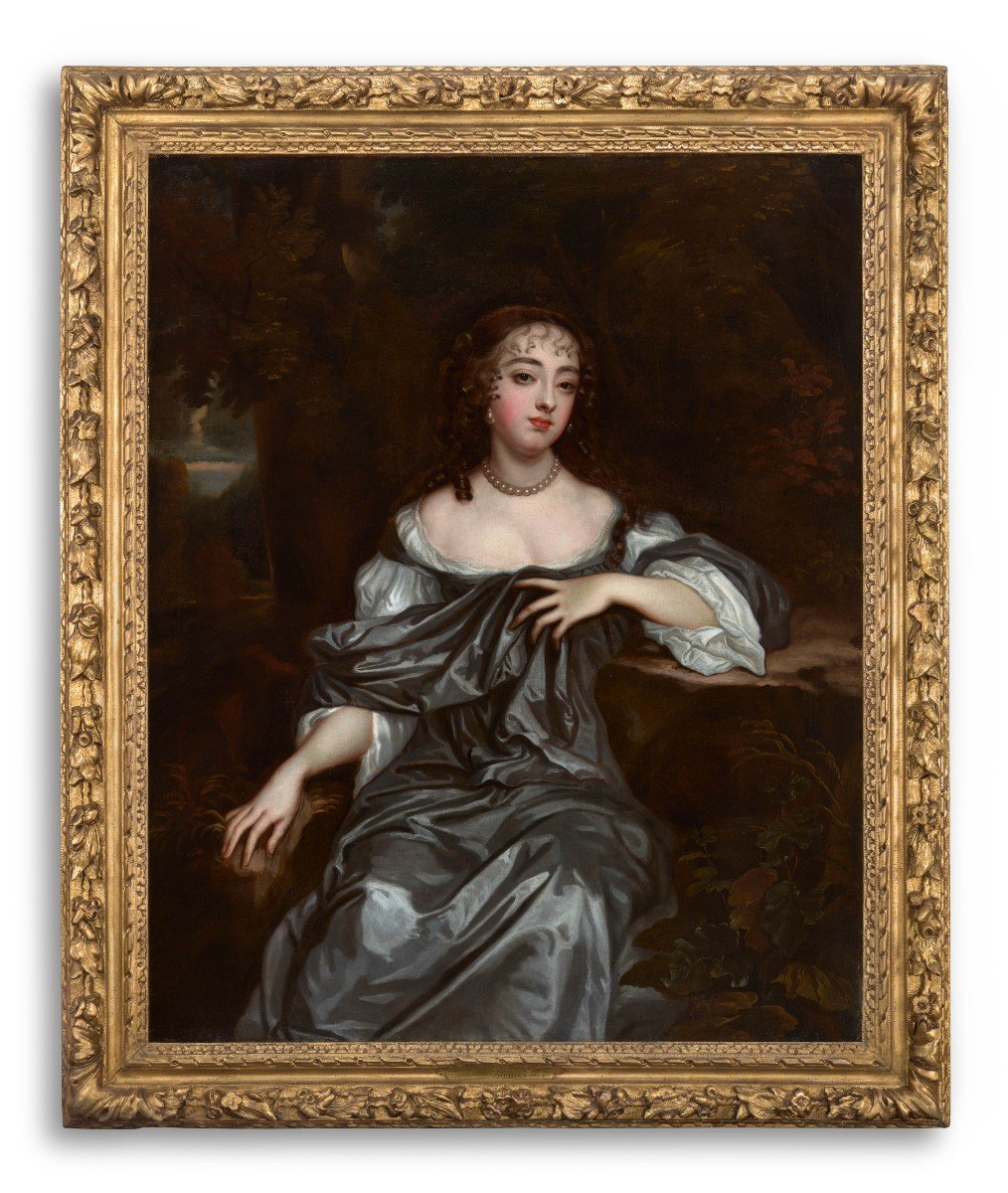 Portrait Frances, Lady Whitmore, 17e Siècle, Beau Cadre Doré Sculpté, Huile Sur Toile-photo-4