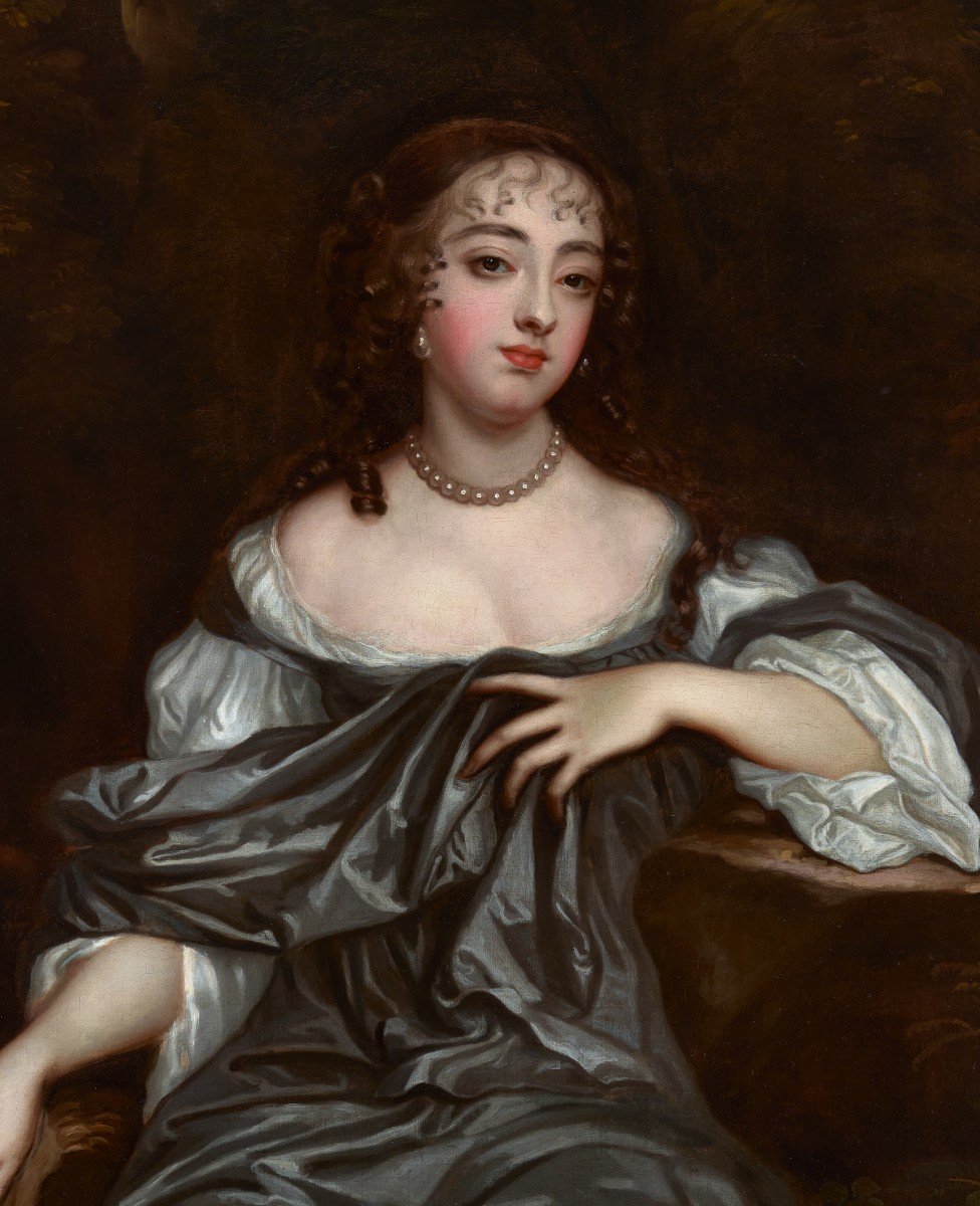 Portrait Frances, Lady Whitmore, 17e Siècle, Beau Cadre Doré Sculpté, Huile Sur Toile-photo-3