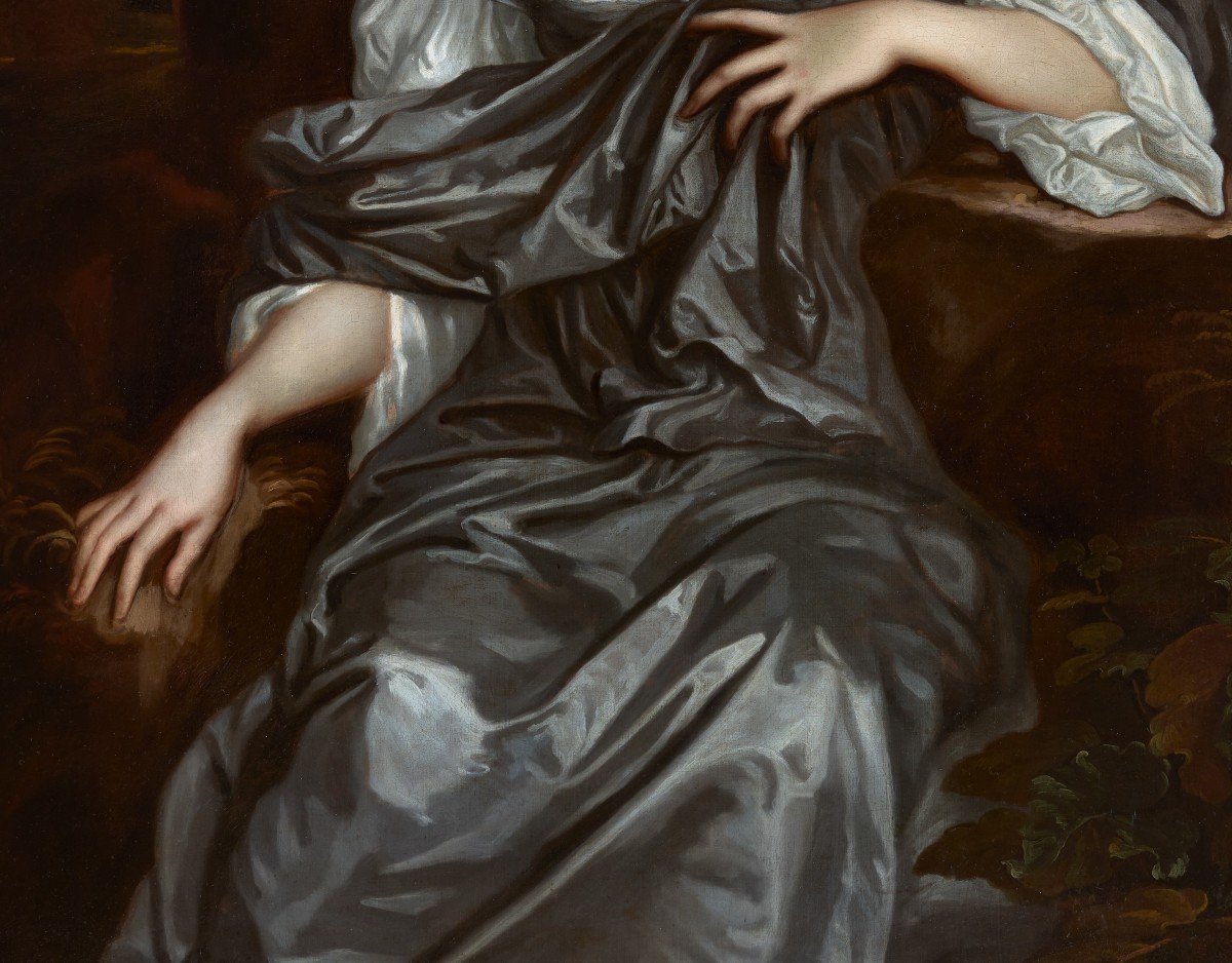 Portrait Frances, Lady Whitmore, 17e Siècle, Beau Cadre Doré Sculpté, Huile Sur Toile-photo-5