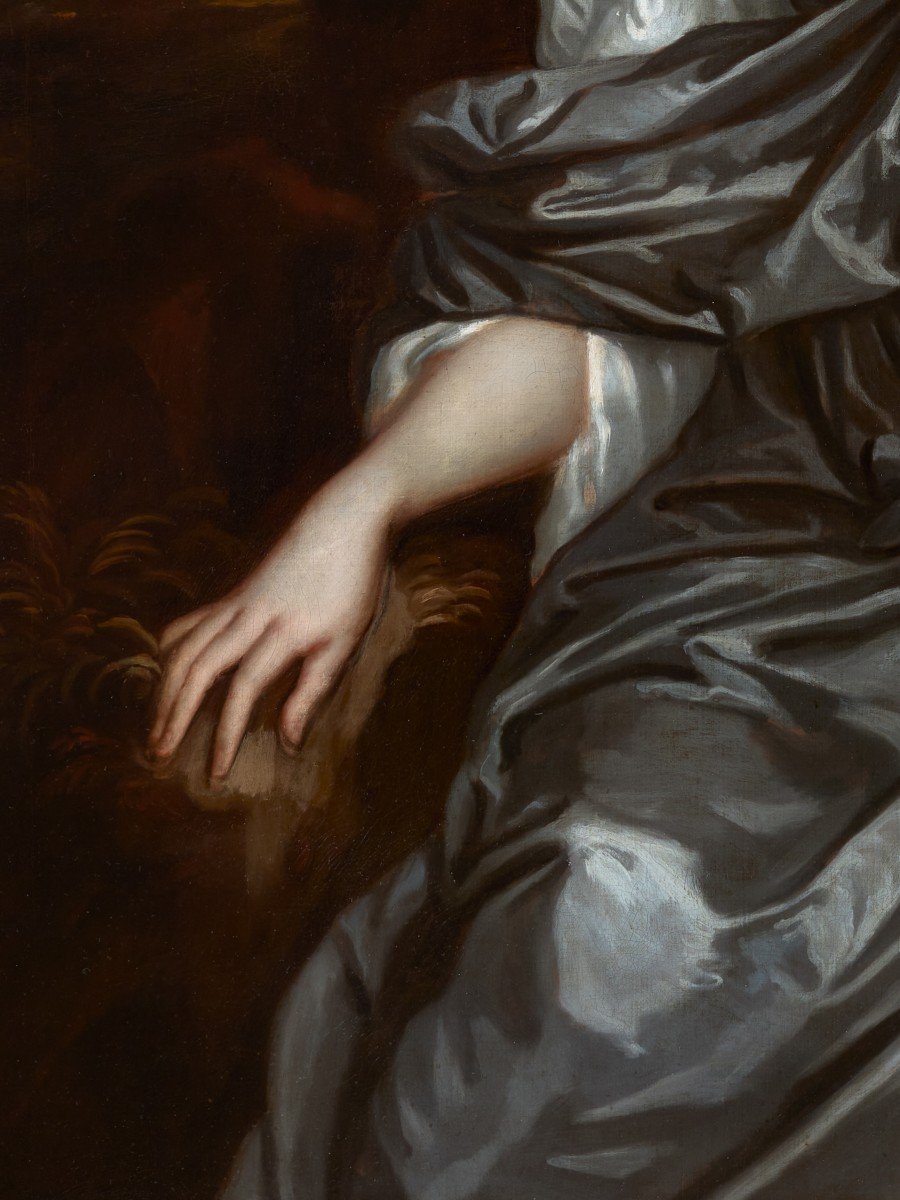 Portrait Frances, Lady Whitmore, 17e Siècle, Beau Cadre Doré Sculpté, Huile Sur Toile-photo-6