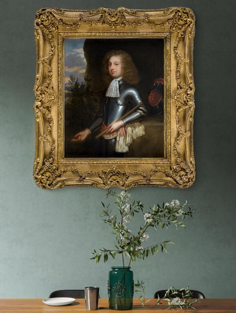 Vers 1676 Portrait d'Un Gentilhomme En Armure, Richard Knight, Huile Sur Toile, Cadre Exquis-photo-2