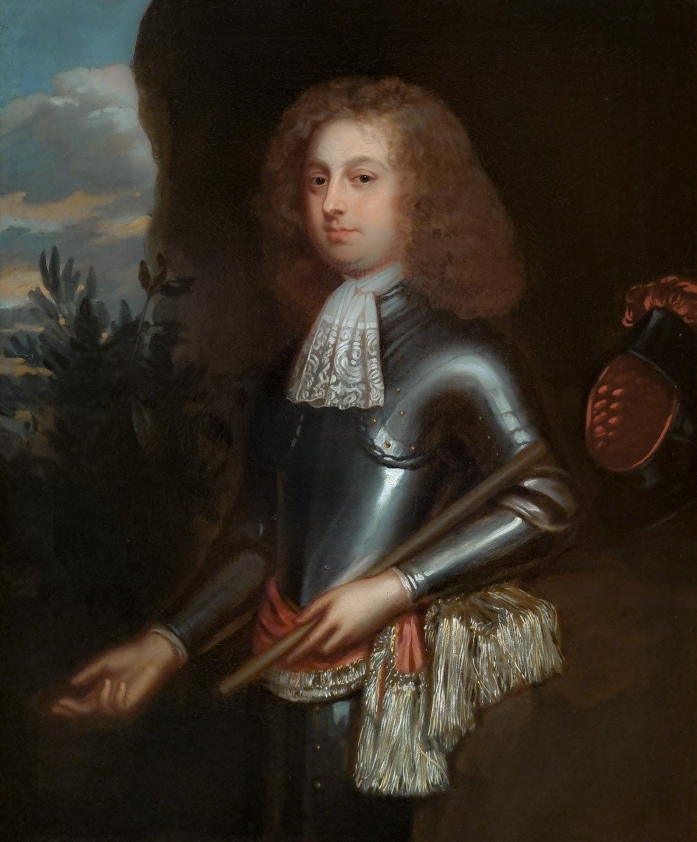 Vers 1676 Portrait d'Un Gentilhomme En Armure, Richard Knight, Huile Sur Toile, Cadre Exquis-photo-1