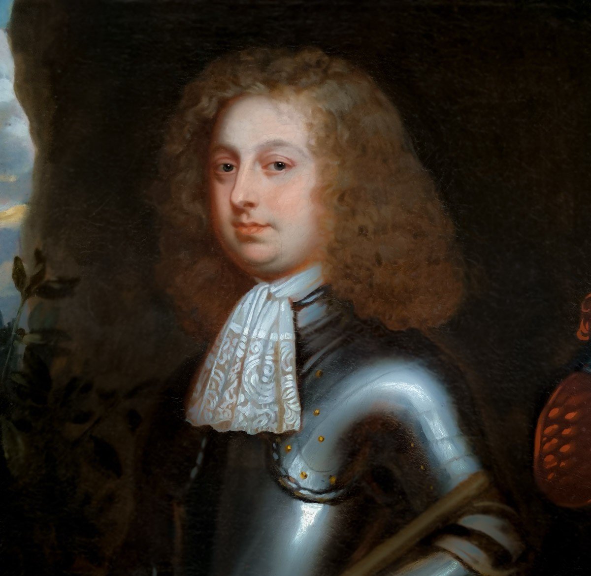 Vers 1676 Portrait d'Un Gentilhomme En Armure, Richard Knight, Huile Sur Toile, Cadre Exquis-photo-2