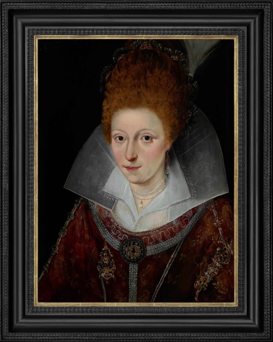 Portrait Of Princess Elisabeth, Future Queen Of Bohemia, Dated 1606, Oil On Panel Painting